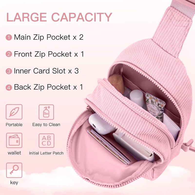 Viverte Small Corduroy Sling Bag Initial Crossbody Bag Fanny Pack for Girls Personalized Birthday Gifts for Teen Girls Gifts - Image 3